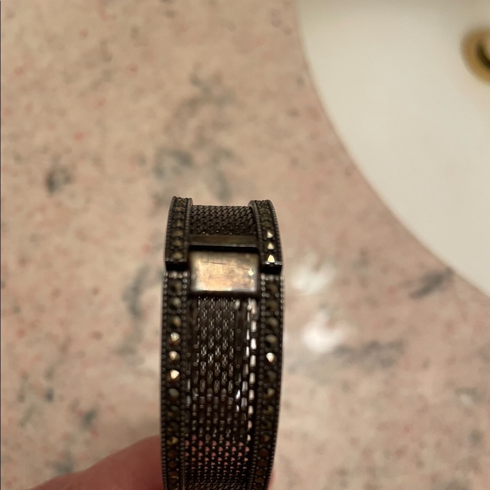Vintage Judith Jack Sterling Marcasite Hinge Bracelet - Picture 4 of 9